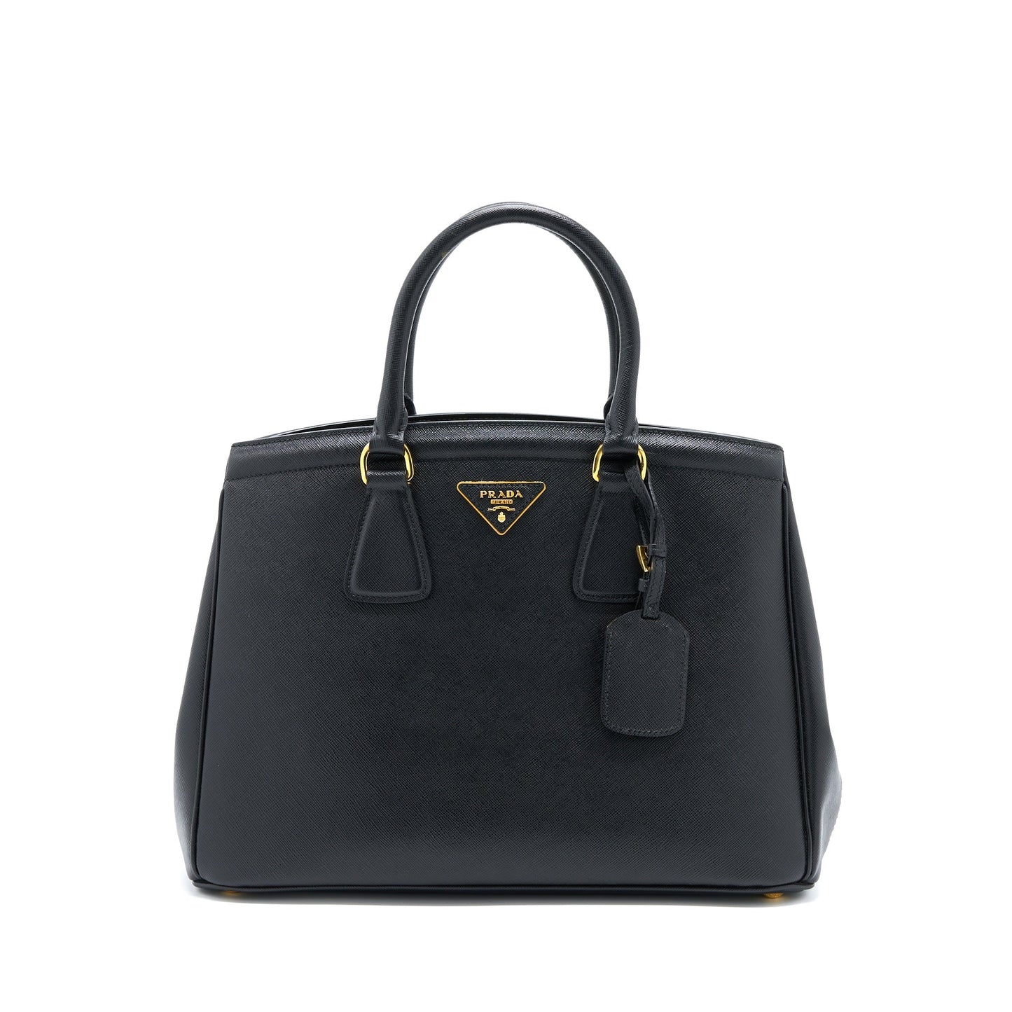 Prada Top Handle Tote Purse Calfskin Black