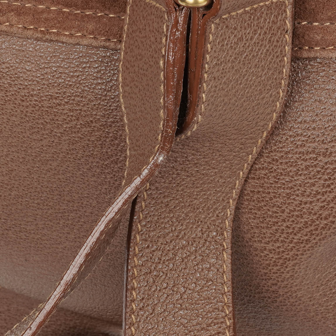 Gucci Vintage Brown Suede and Leather Bamboo Backpack