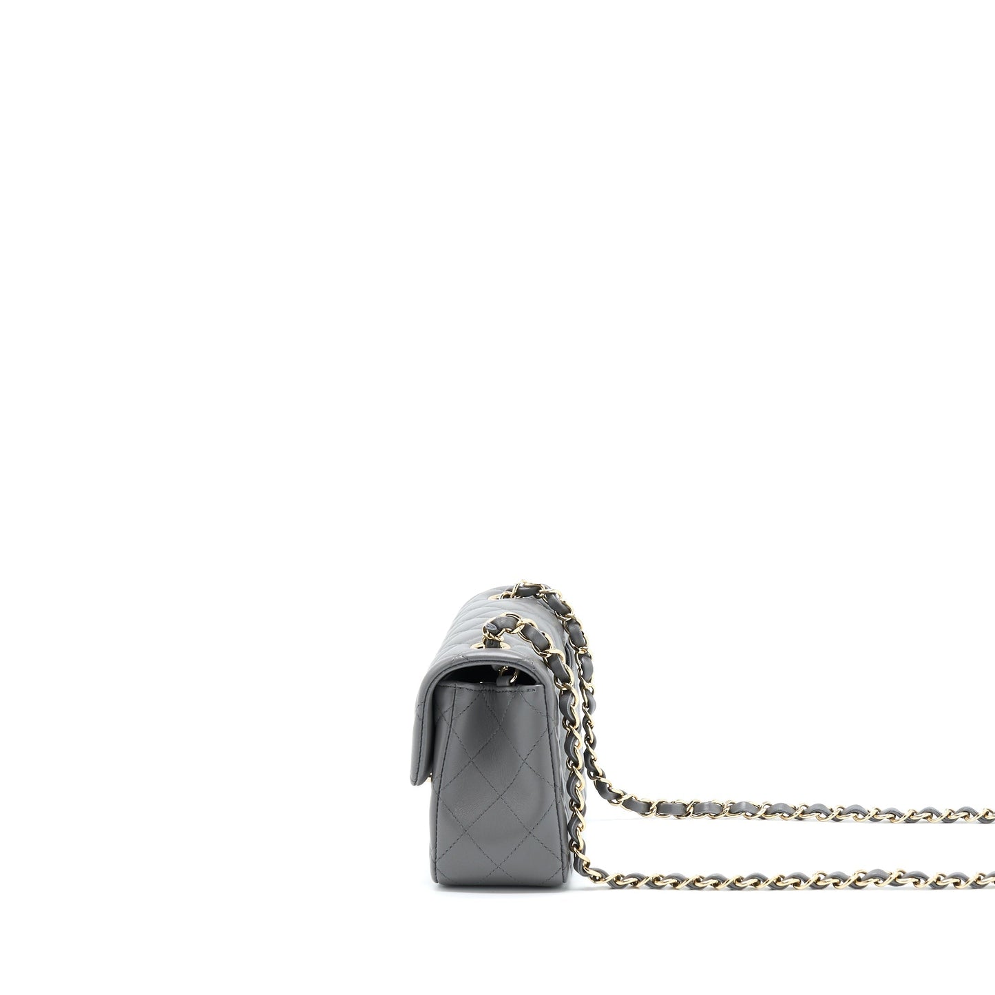 Chanel 22A Mini Rectangular Flap Bag Lambskin Grey L (Microchip).