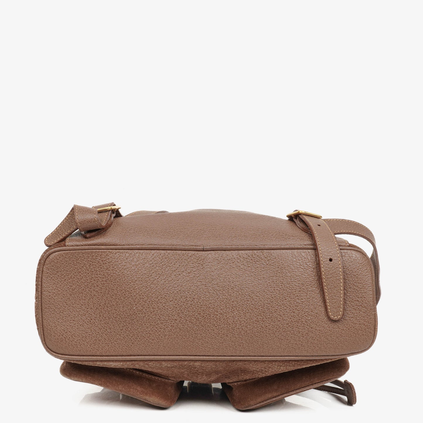 Gucci Vintage Brown Suede and Leather Bamboo Backpack