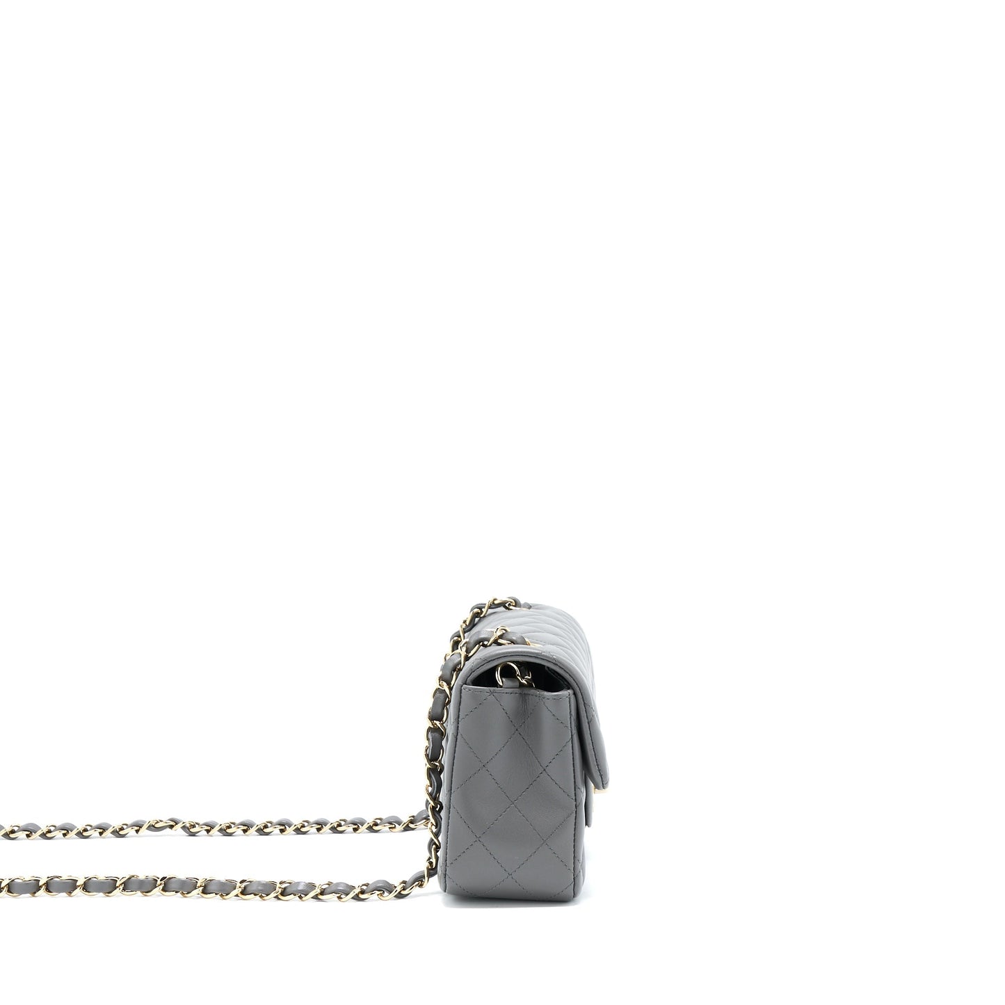 Chanel 22A Mini Rectangular Flap Bag Lambskin Grey L (Microchip).