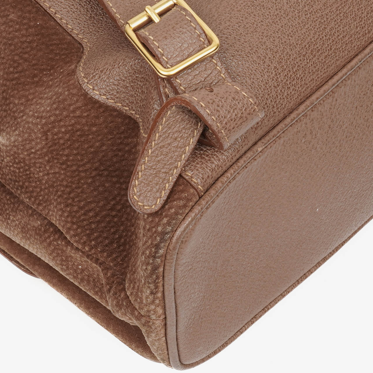 Gucci Vintage Brown Suede and Leather Bamboo Backpack