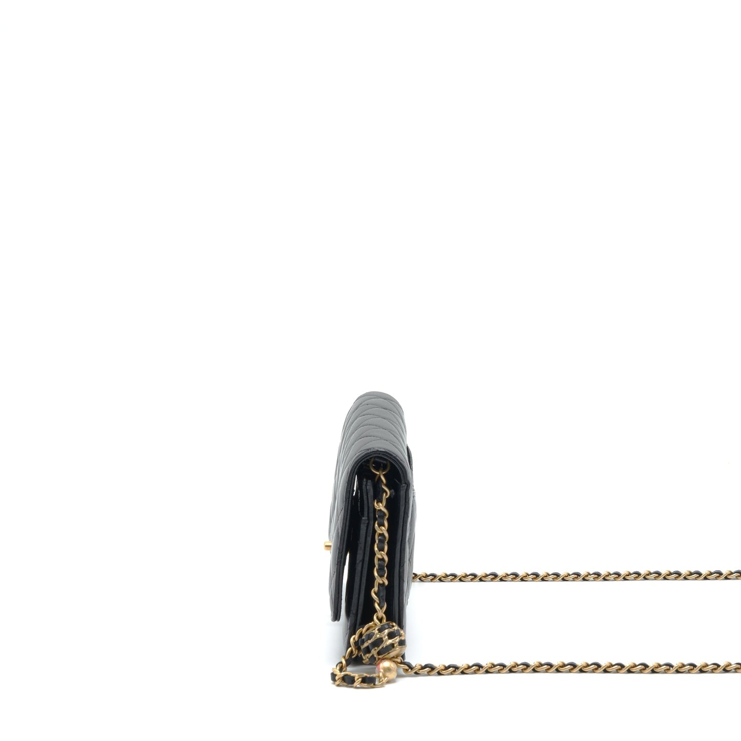 Chanel 22S Pearl Crush Wallet On Chain Lambskin Black