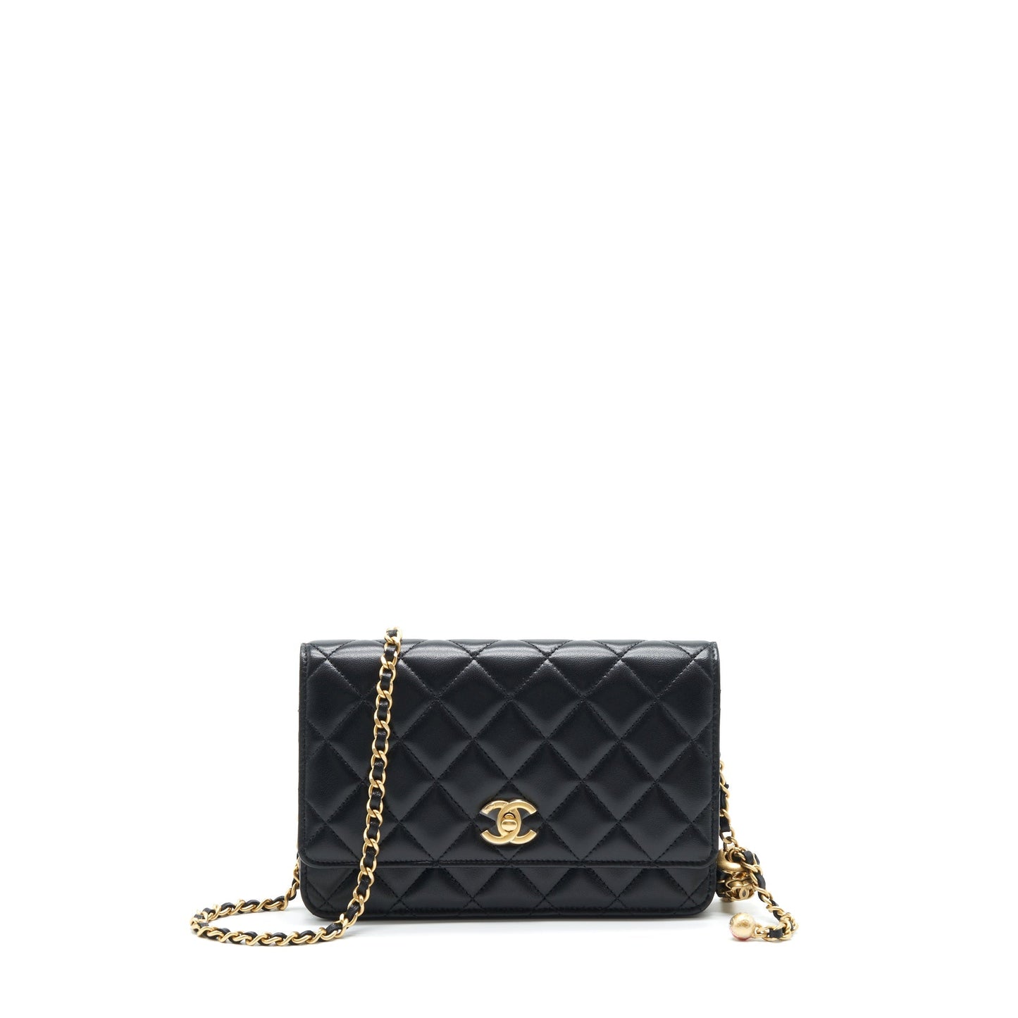 Chanel 22S Pearl Crush Wallet On Chain Lambskin Black