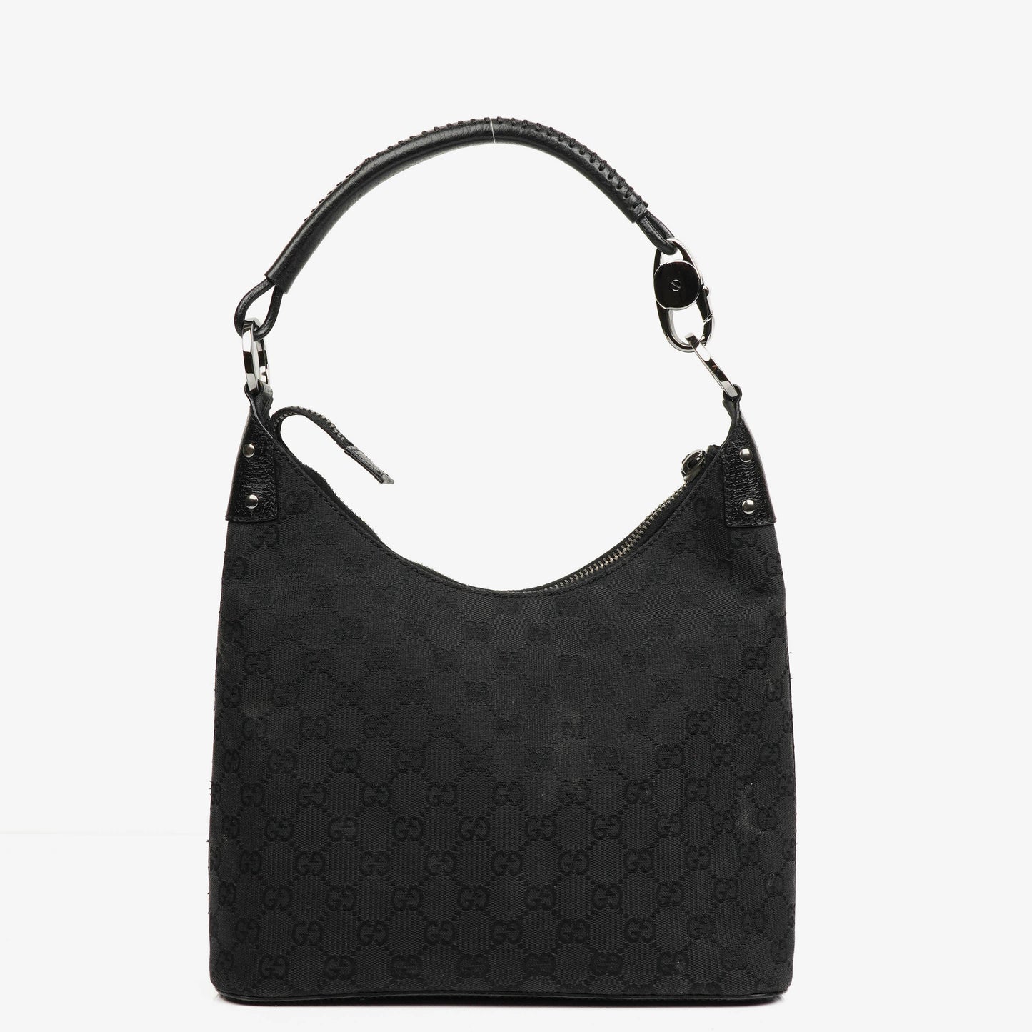 Gucci Black Monogram Canvas and Leather Hobo Shoulder Bag