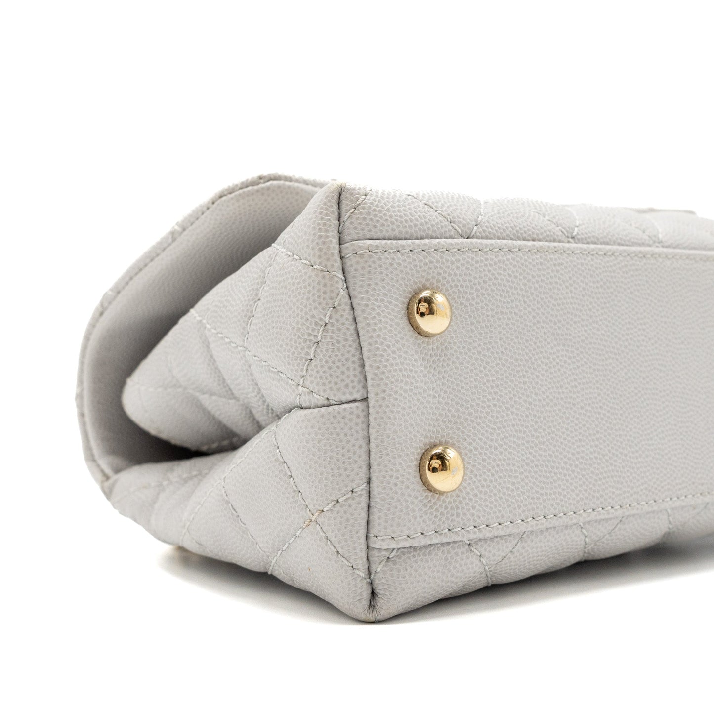 Chanel small coco handle caviar light grey L
