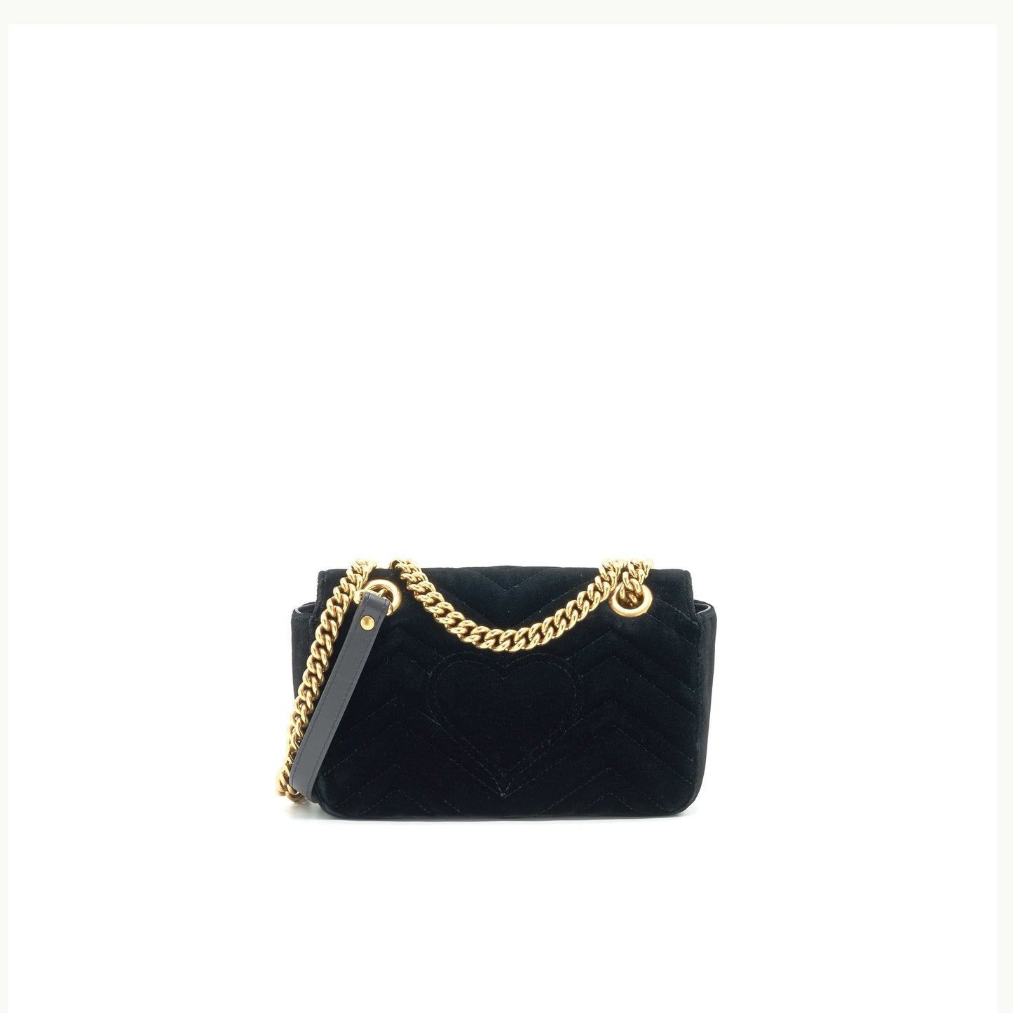 GUCCI VELVET MINI GG MARMONT BAG BLACK