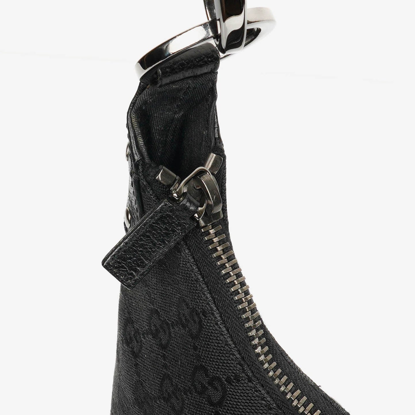 Gucci Black Monogram Canvas and Leather Hobo Shoulder Bag