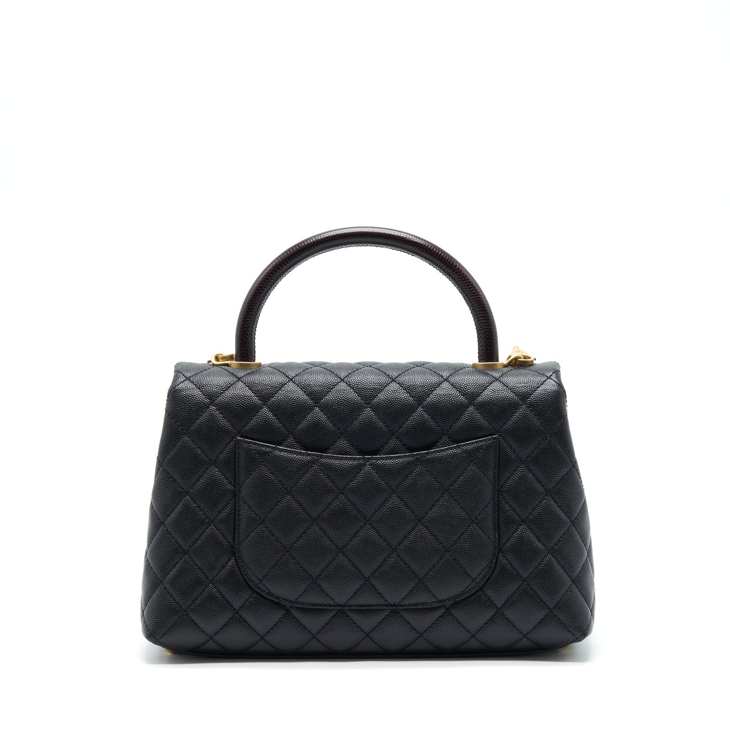 Chanel Medium Coco Handle With Lizard Embossed Handle Caviar Black