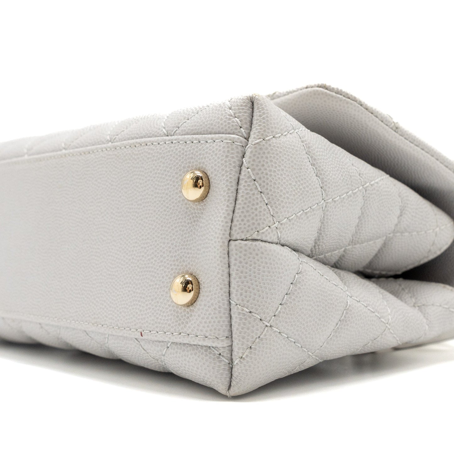 Chanel small coco handle caviar light grey L