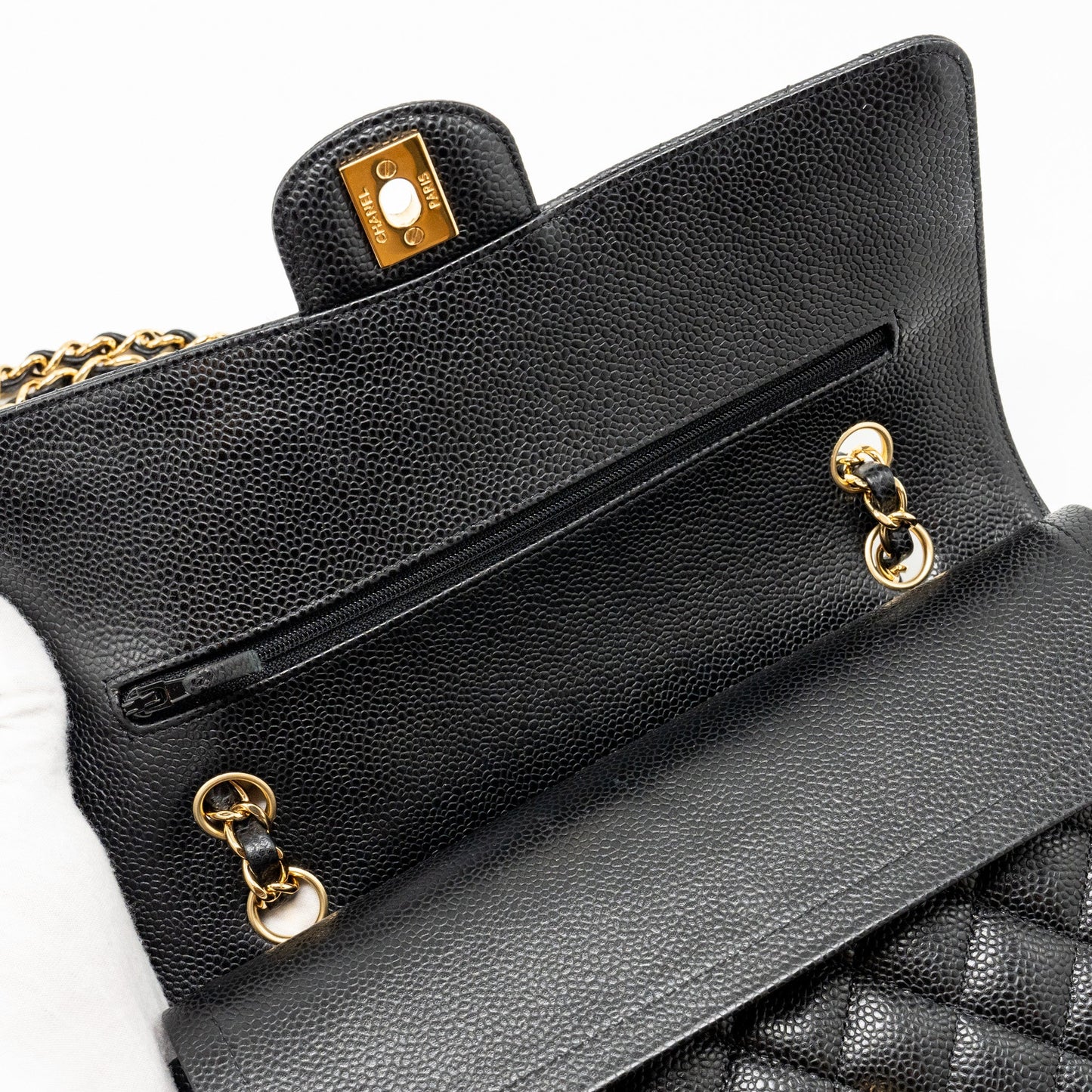 Chanel Medium Classic Double  Flap Bag Caviar  Black