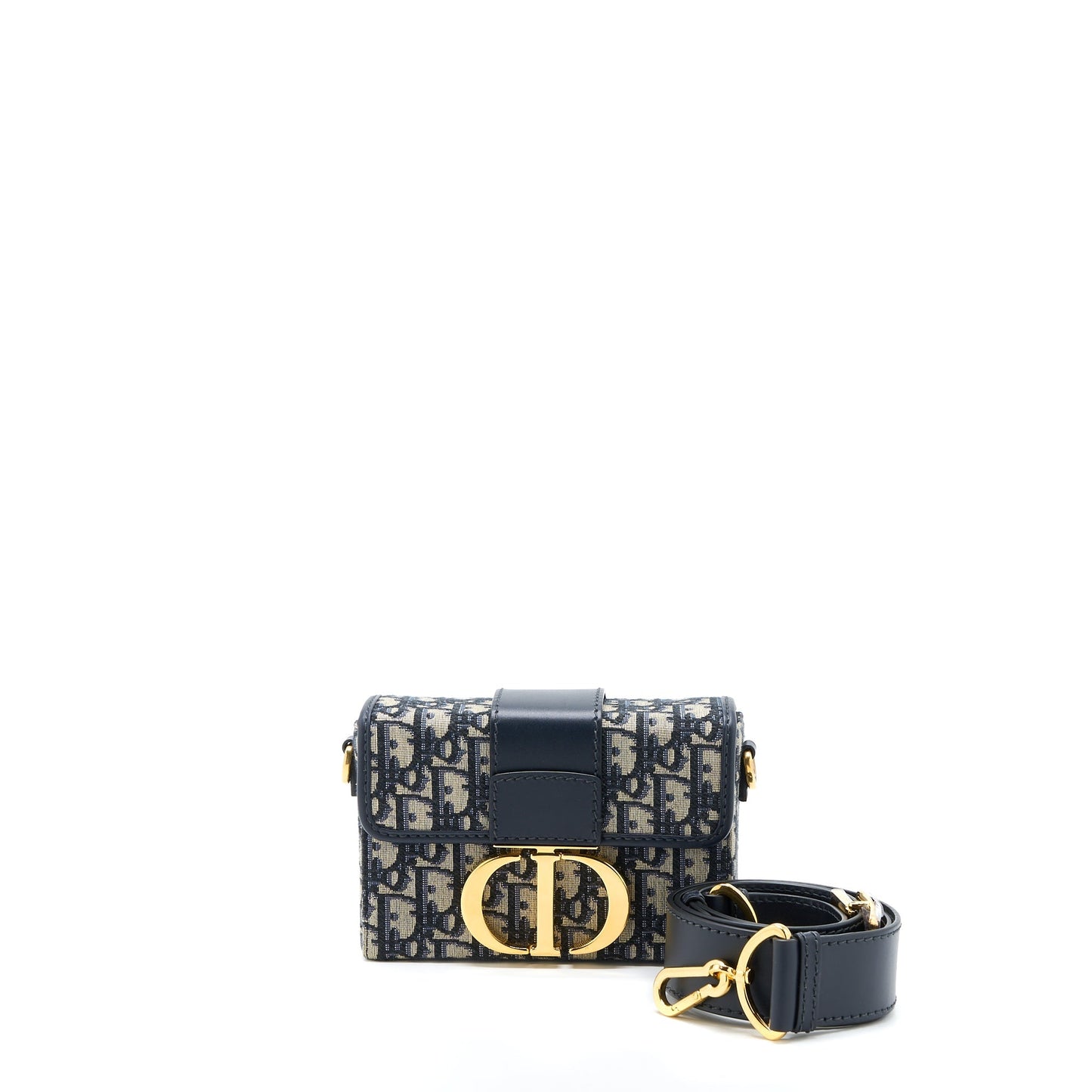 Dior 30 Montaigne Mini Box Purse Blue Oblique