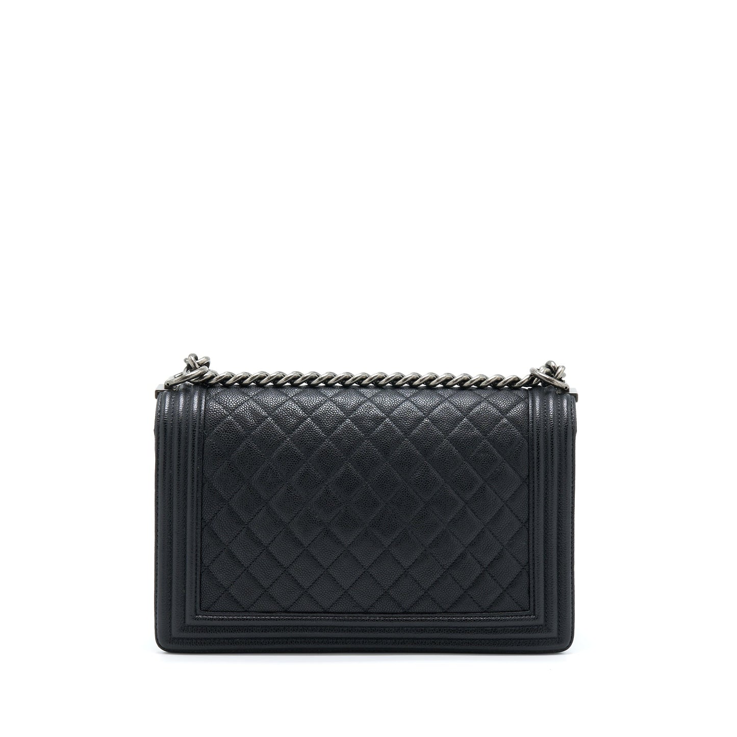 Chanel New Medium 28cm Boy Bag Caviar Black Ruthenium
