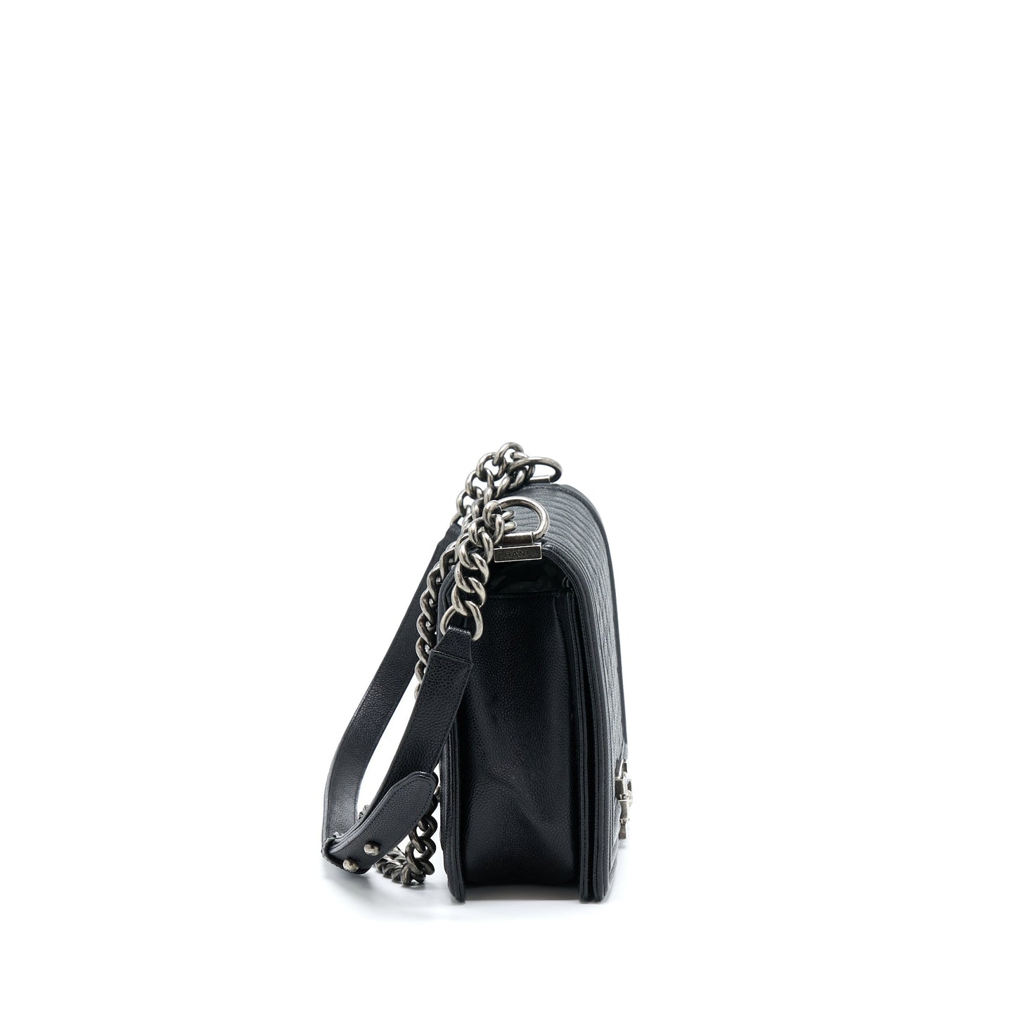 Chanel New Medium 28cm Boy Bag Caviar Black Ruthenium