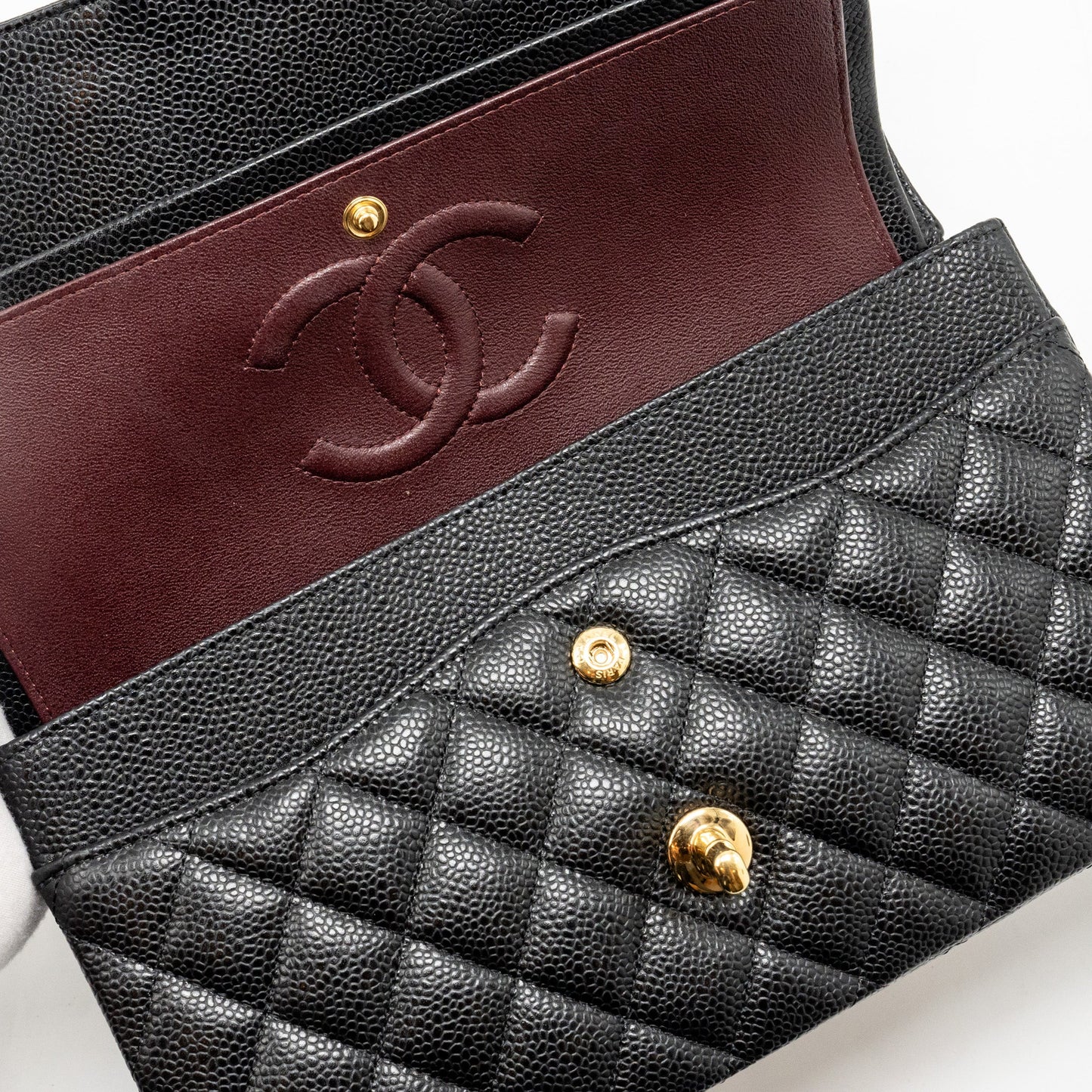 Chanel Medium Classic Double  Flap Bag Caviar  Black