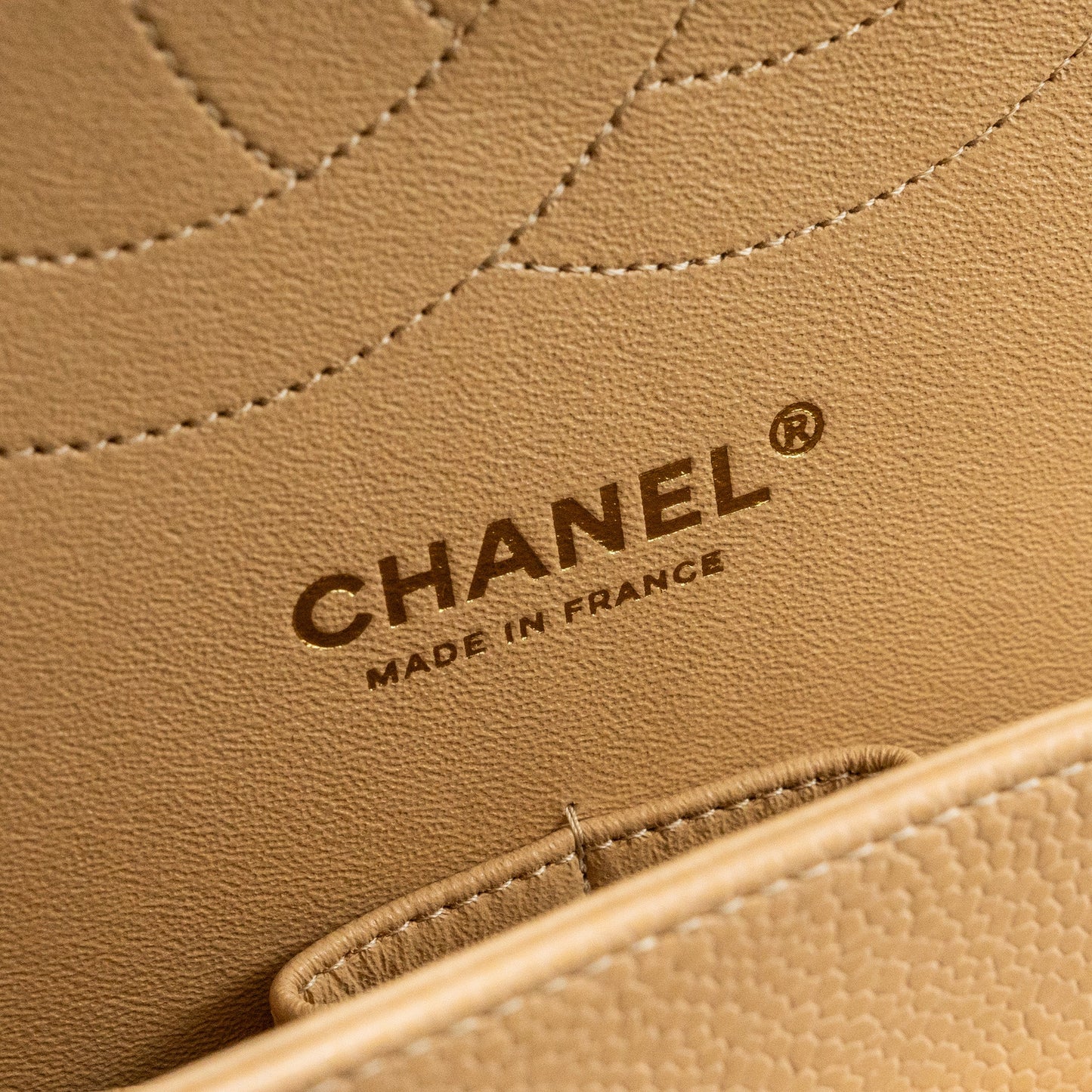 Chanel Jumbo Classic Double Flap Caviar Beige L (Microchip)