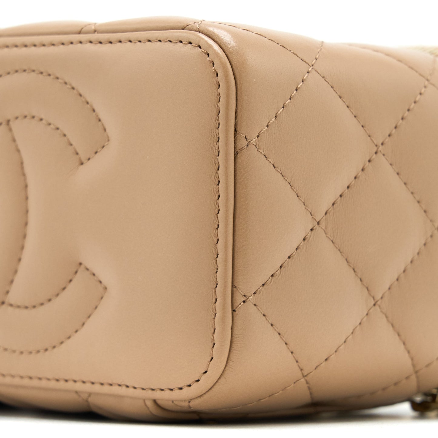 Chanel 22K Gold Pillar Adjustable Chain Long Vanity Lambskin Beige Brushed  (Microchip)