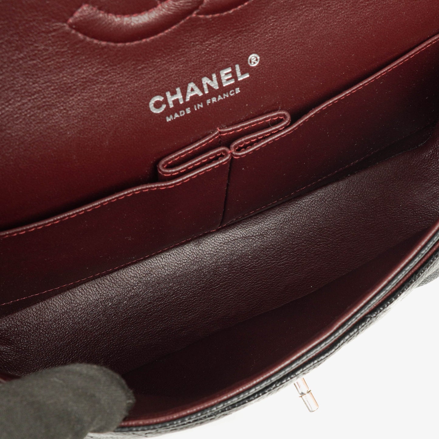 Chanel Medium Classic Black Quilted Caviar Double Flap Bag With Silver - Tone Hardware