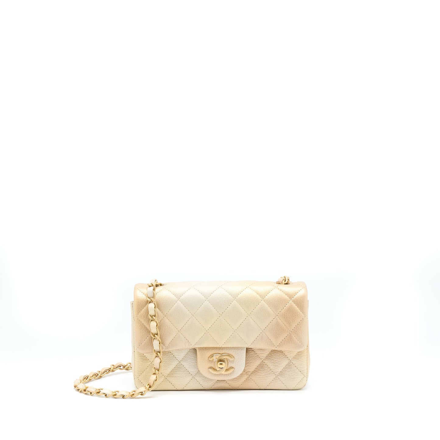 Chanel 22C Mini Rectangular Flap Bag Goatskin Ombre Beige Brushed (Microchip)