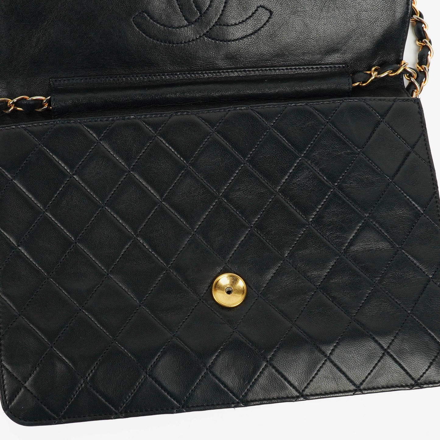 Chanel Classic Dark Navy Quilted Lambskin Single Flap Bag With 24K Gold-Plated Hardware