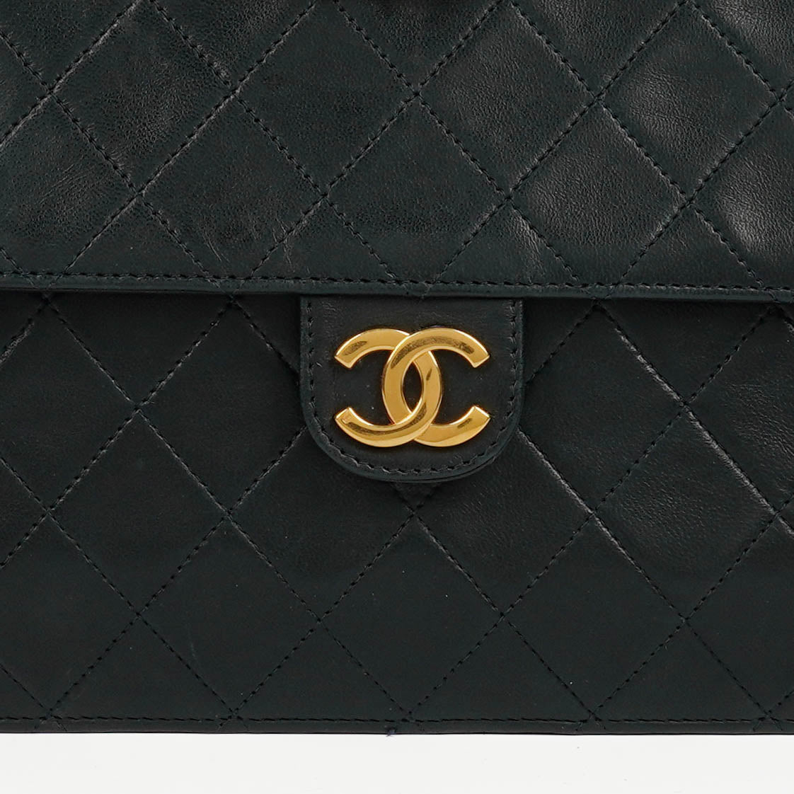Chanel Classic Dark Navy Quilted Lambskin Single Flap Bag With 24K Gold-Plated Hardware