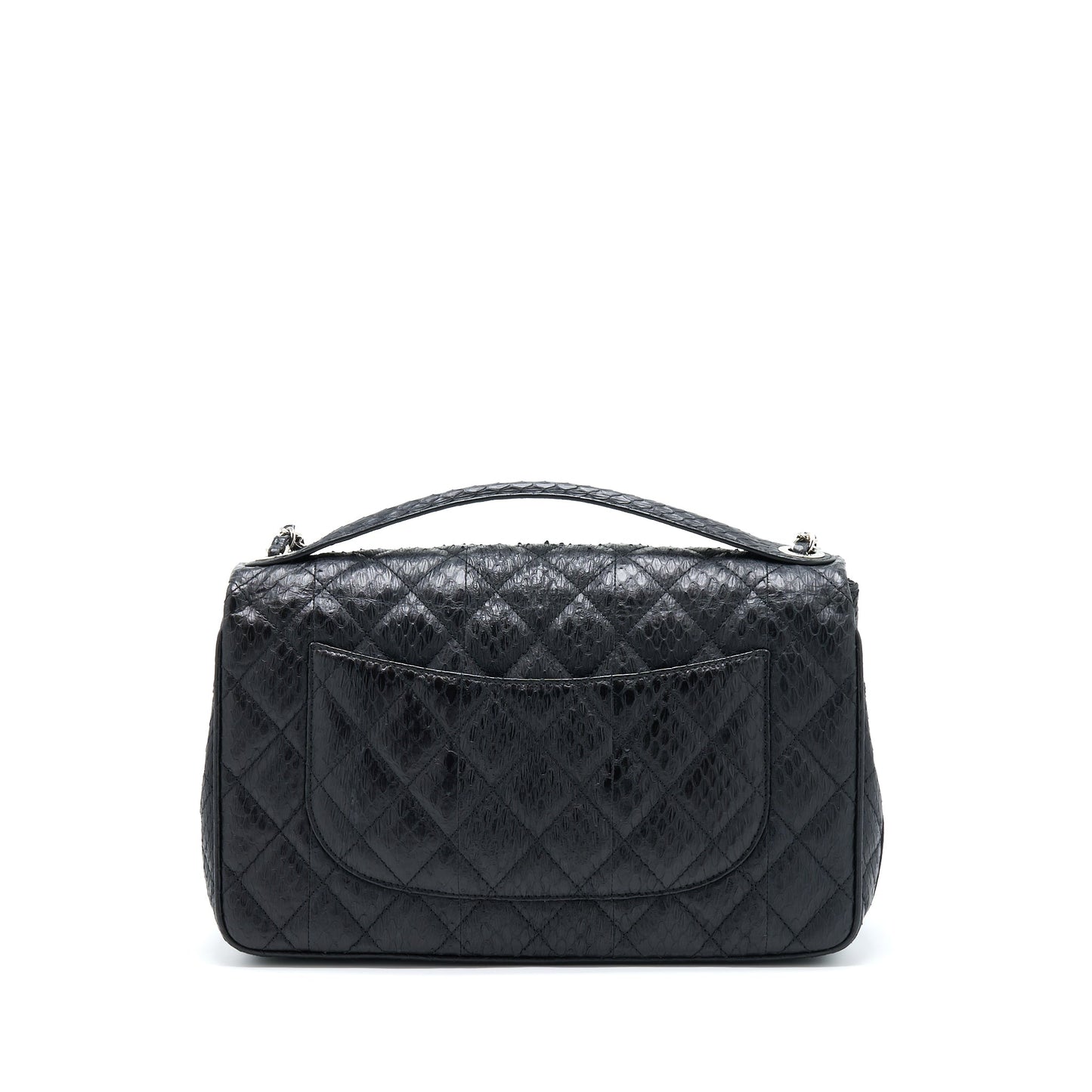 Chanel Top Handle Flap Bag Python Black