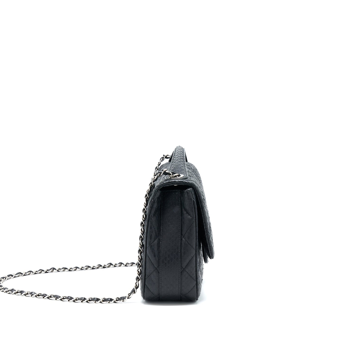 Chanel Top Handle Flap Bag Python Black
