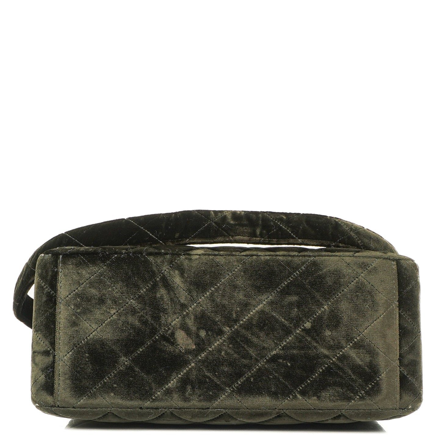 Chanel Velvet Quilted Flap Shoulder Bag Olive Green