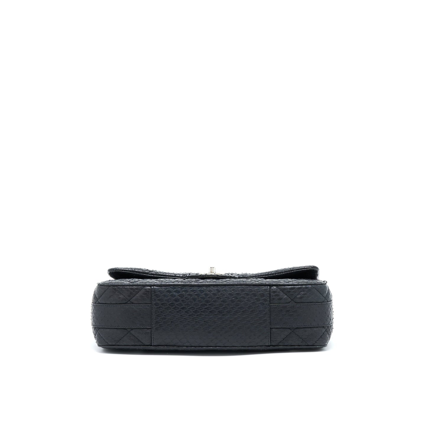 Chanel Top Handle Flap Bag Python Black
