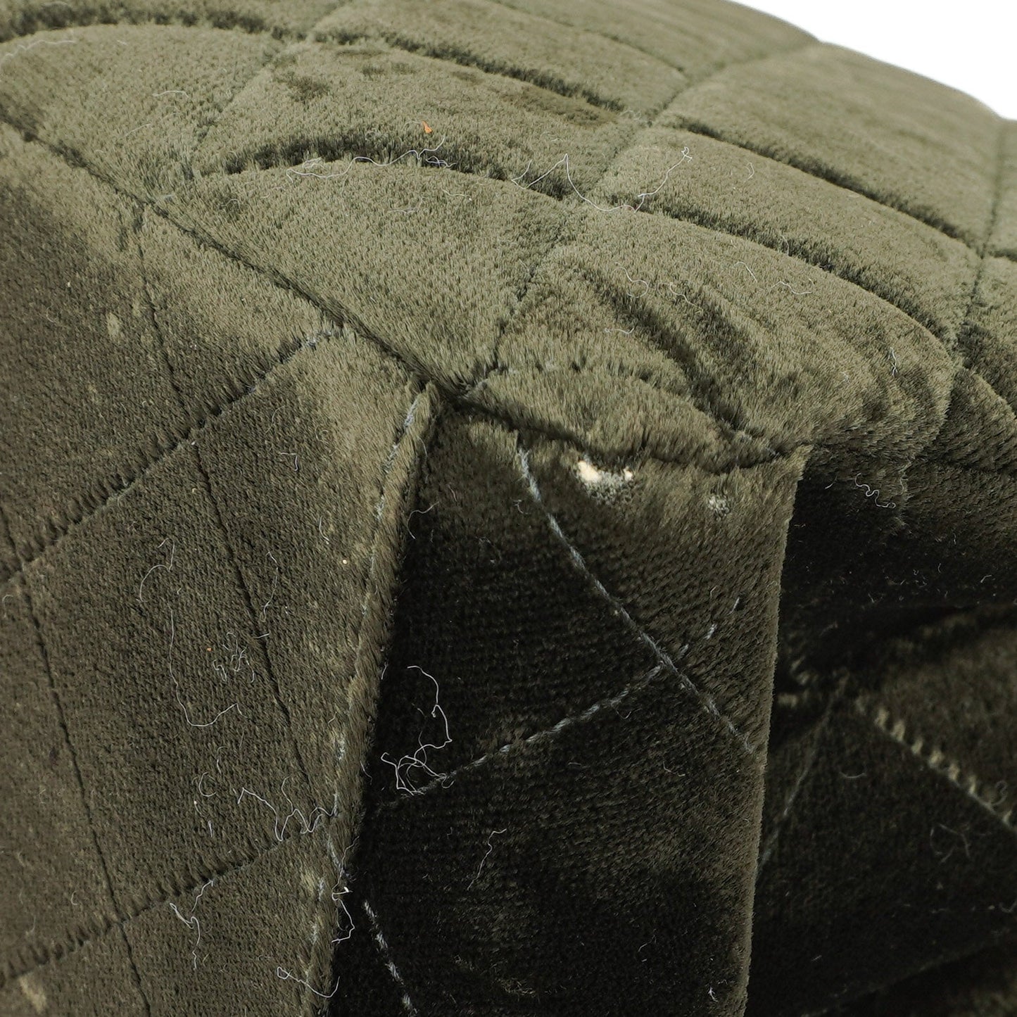 Chanel Velvet Quilted Flap Shoulder Bag Olive Green
