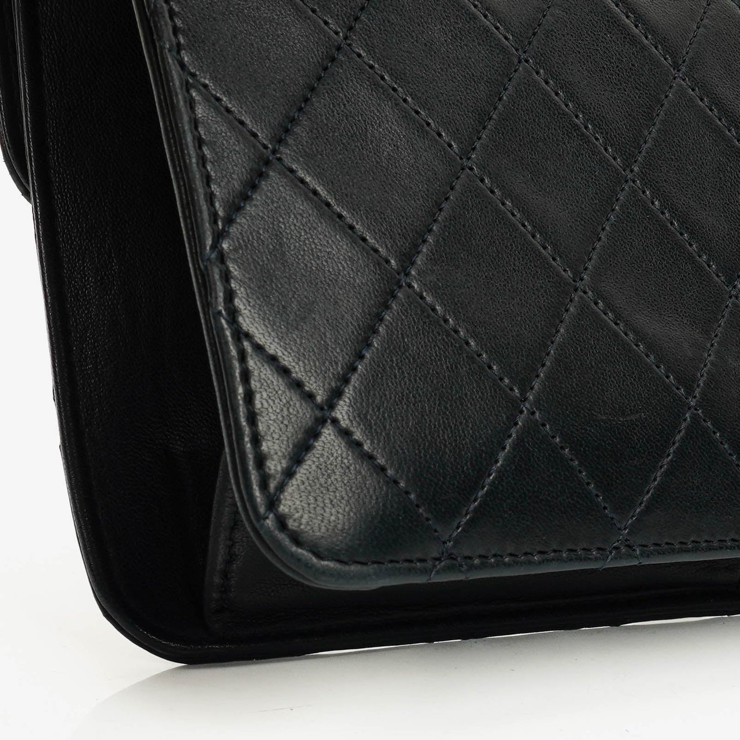 Chanel Classic Dark Navy Quilted Lambskin Single Flap Bag With 24K Gold-Plated Hardware