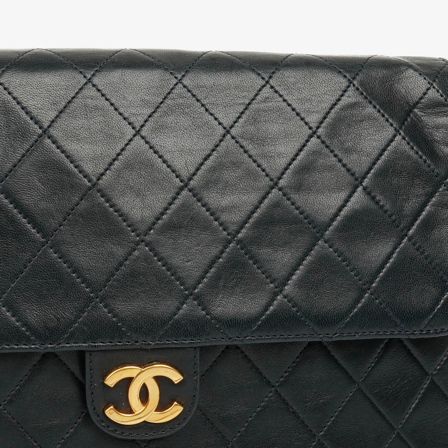 Chanel Classic Dark Navy Quilted Lambskin Single Flap Bag With 24K Gold-Plated Hardware