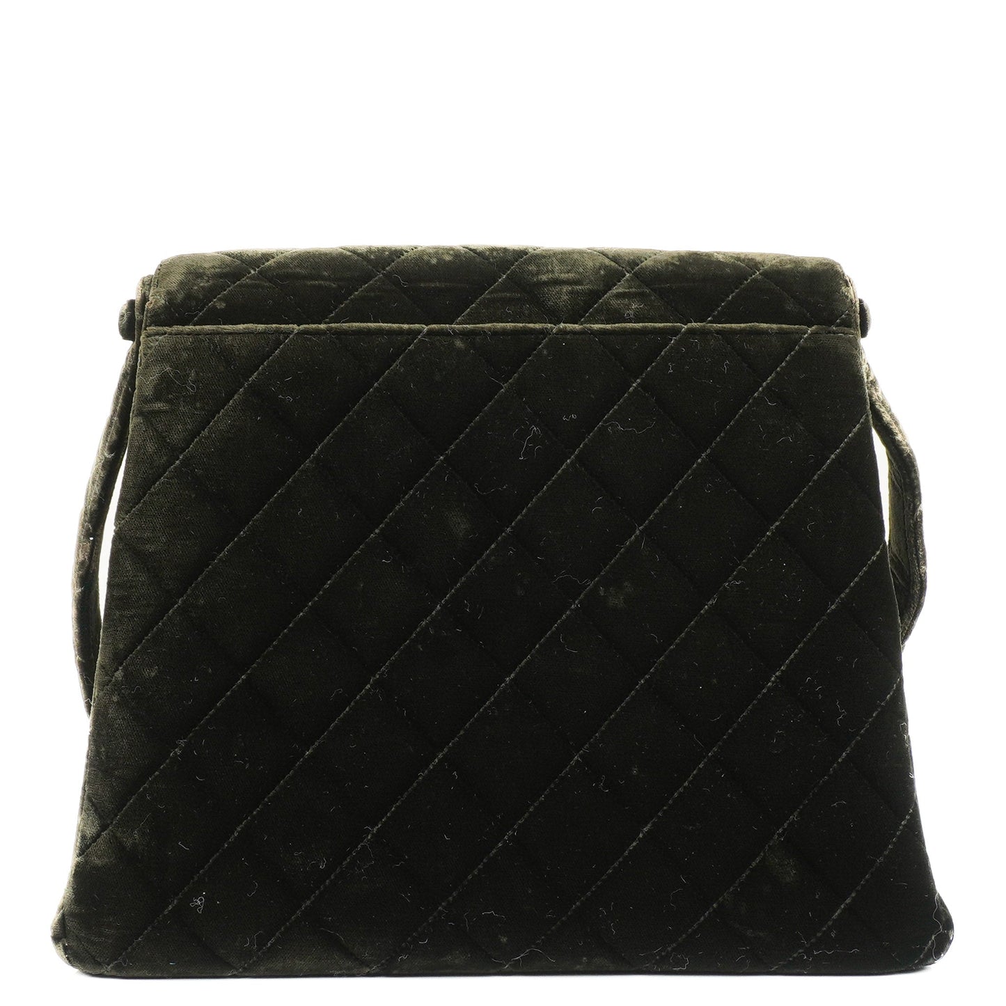 Chanel Velvet Quilted Flap Shoulder Bag Olive Green