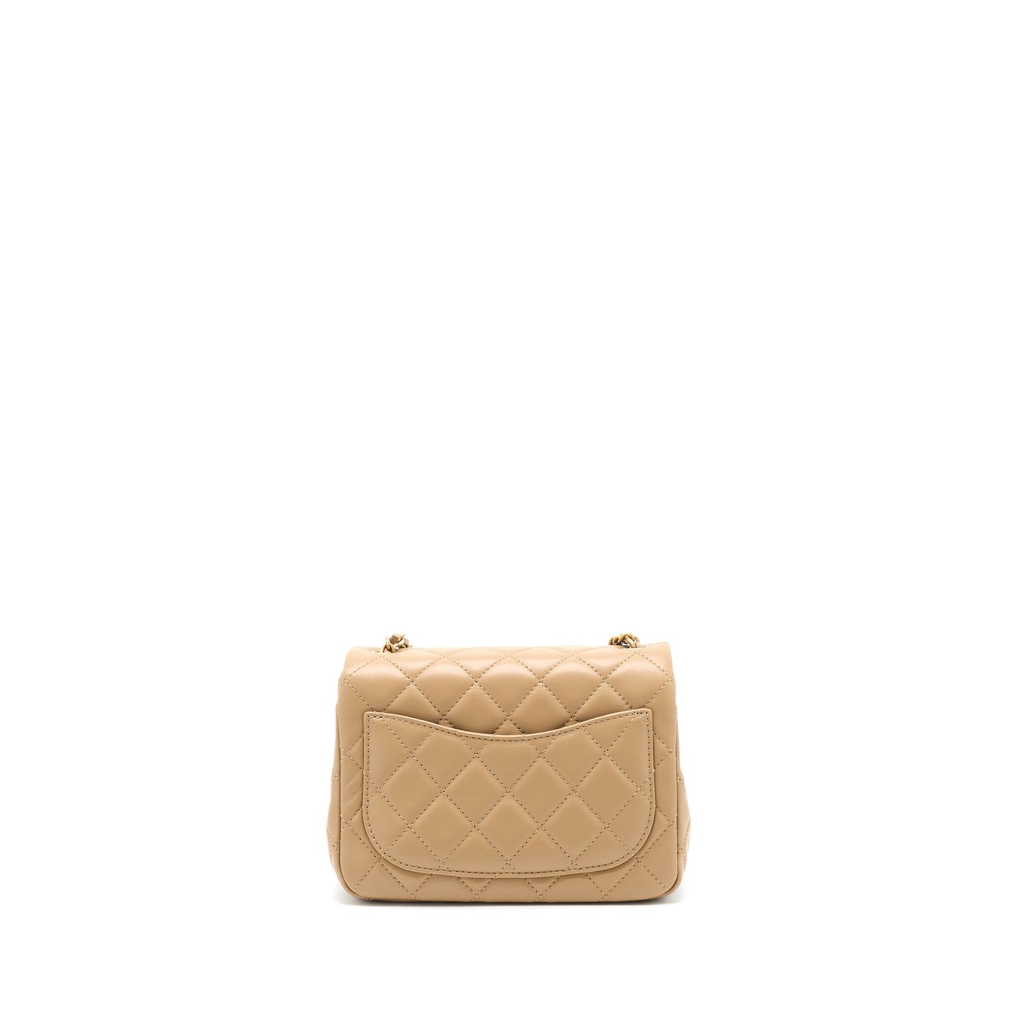 Chanel Pearl Crush Mini Square Flap Bag Lambskin Dark Beige (Microchip)
