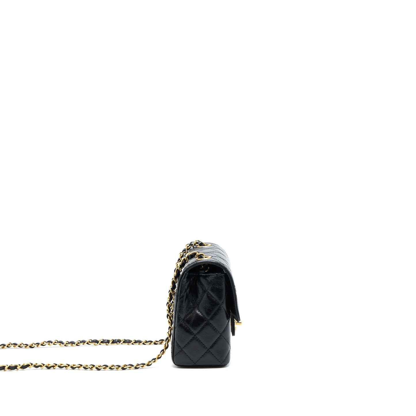 Chanel 22K Retro Classic New Square Mini Flap Bag Goatskin Black  (Microchip)