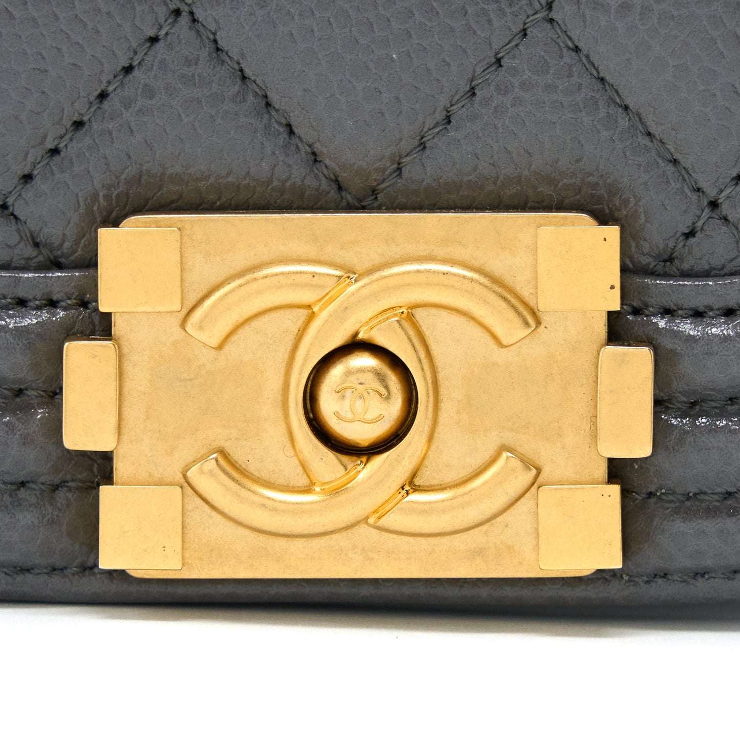 Chanel 22A Boy Messenger Bag Caviar Grey  (Microchip)