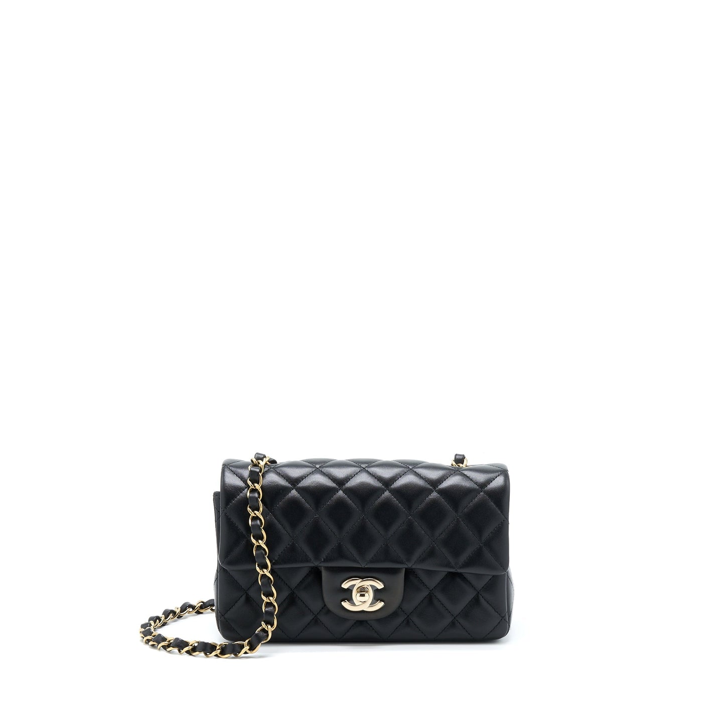 Chanel Mini Rectangular Lambskin Black L(Microchip)
