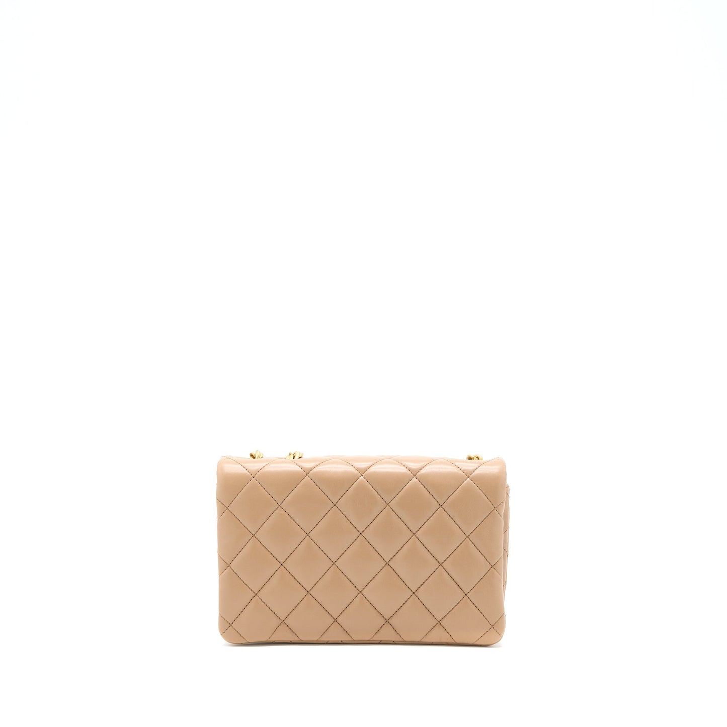 Chanel 22K Gold Pillar Adjustable Chain Flap Bag Lambskin Beige  (Microchip)