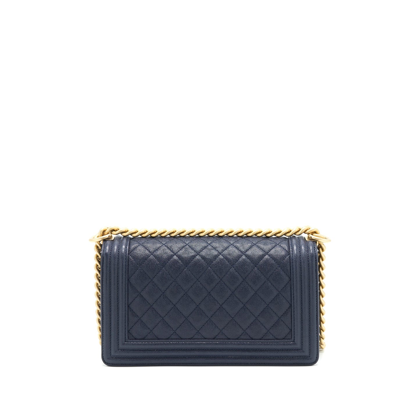 Chanel Medium Boy Grained Navy Calfskin Brushed