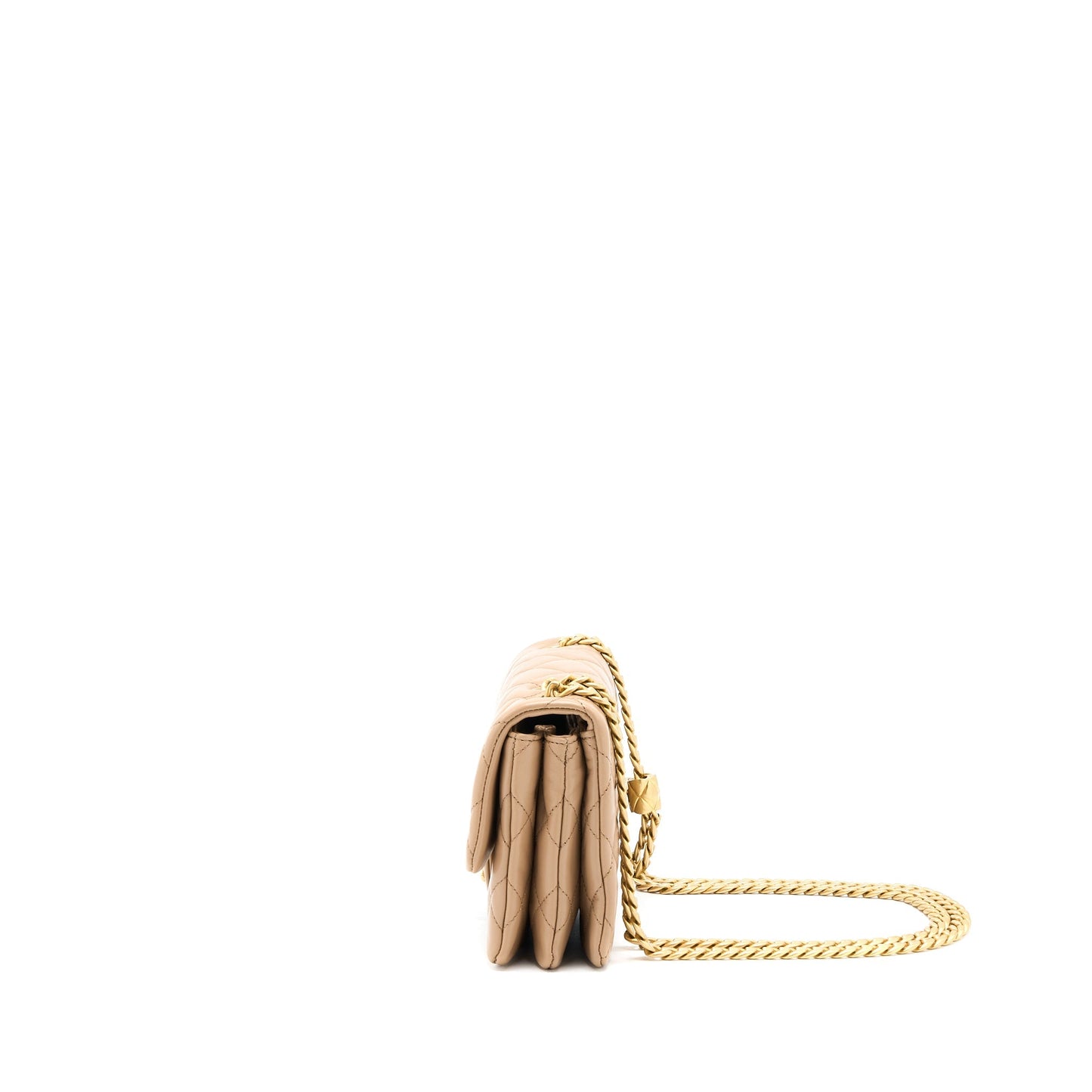 Chanel 22K Gold Pillar Adjustable Chain Flap Bag Lambskin Beige  (Microchip)