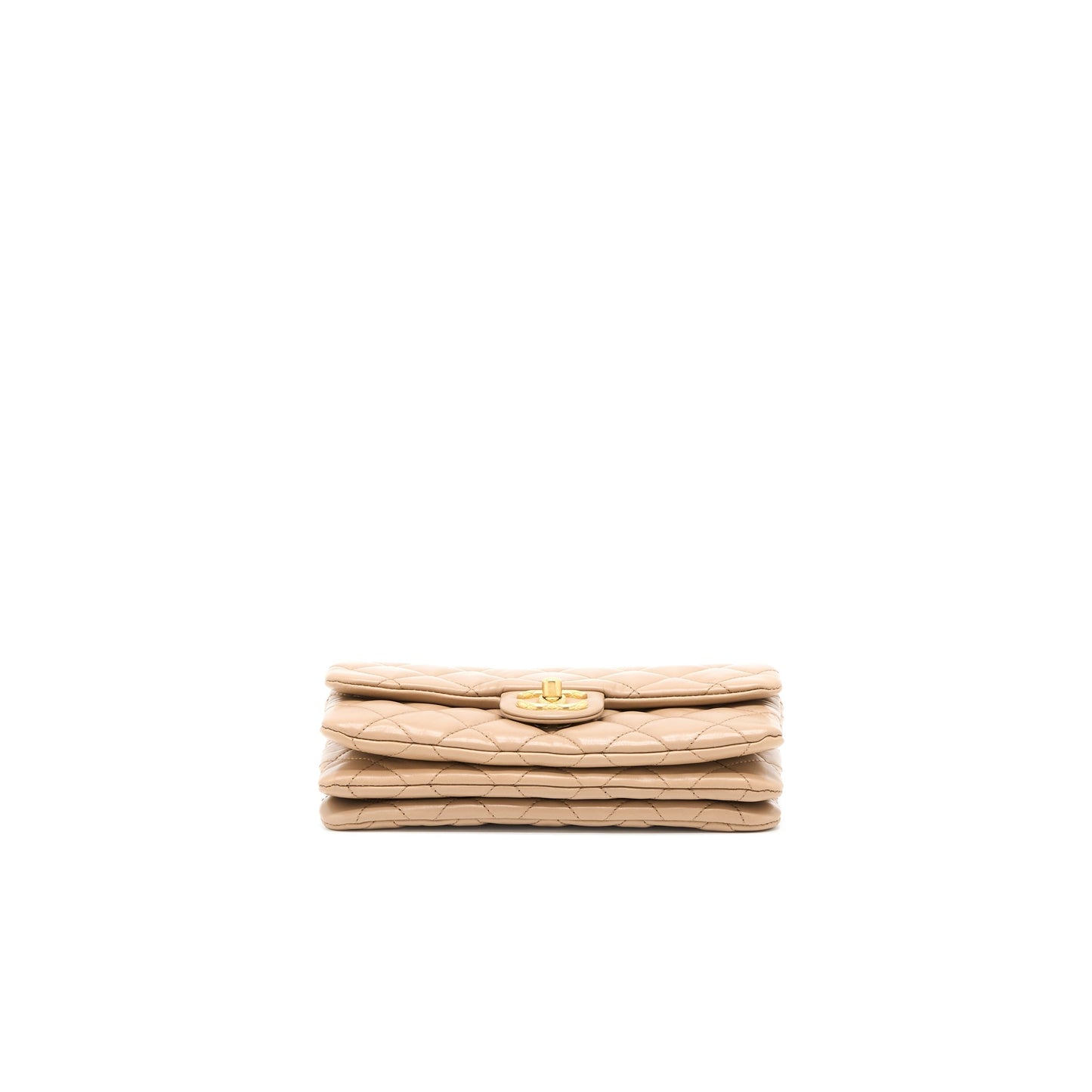 Chanel 22K Gold Pillar Adjustable Chain Flap Bag Lambskin Beige  (Microchip)