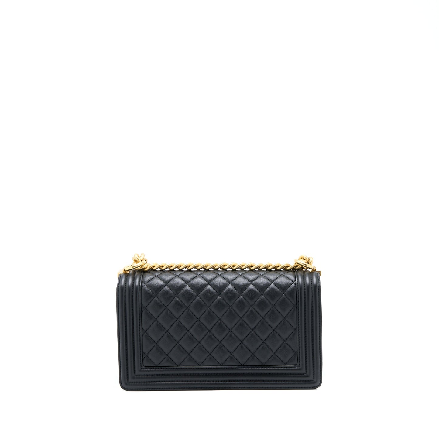 Chanel Medium Boy Bag Lambskin Black Brushed  (Microchip)