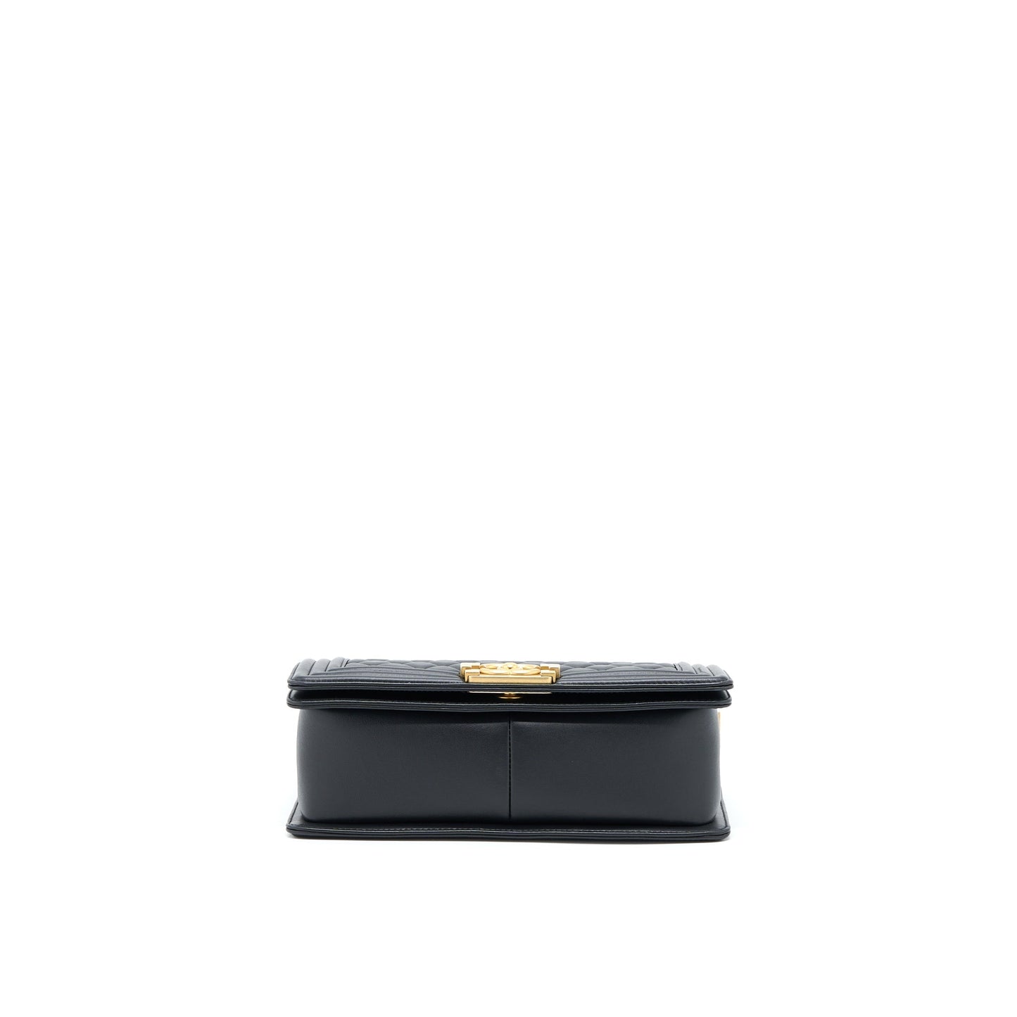 Chanel Medium Boy Bag Lambskin Black Brushed  (Microchip)