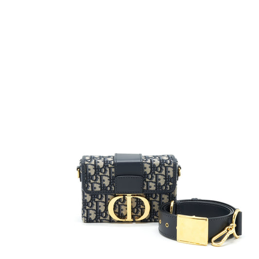 Dior Montaigne Mini Box Purse Blue Oblique