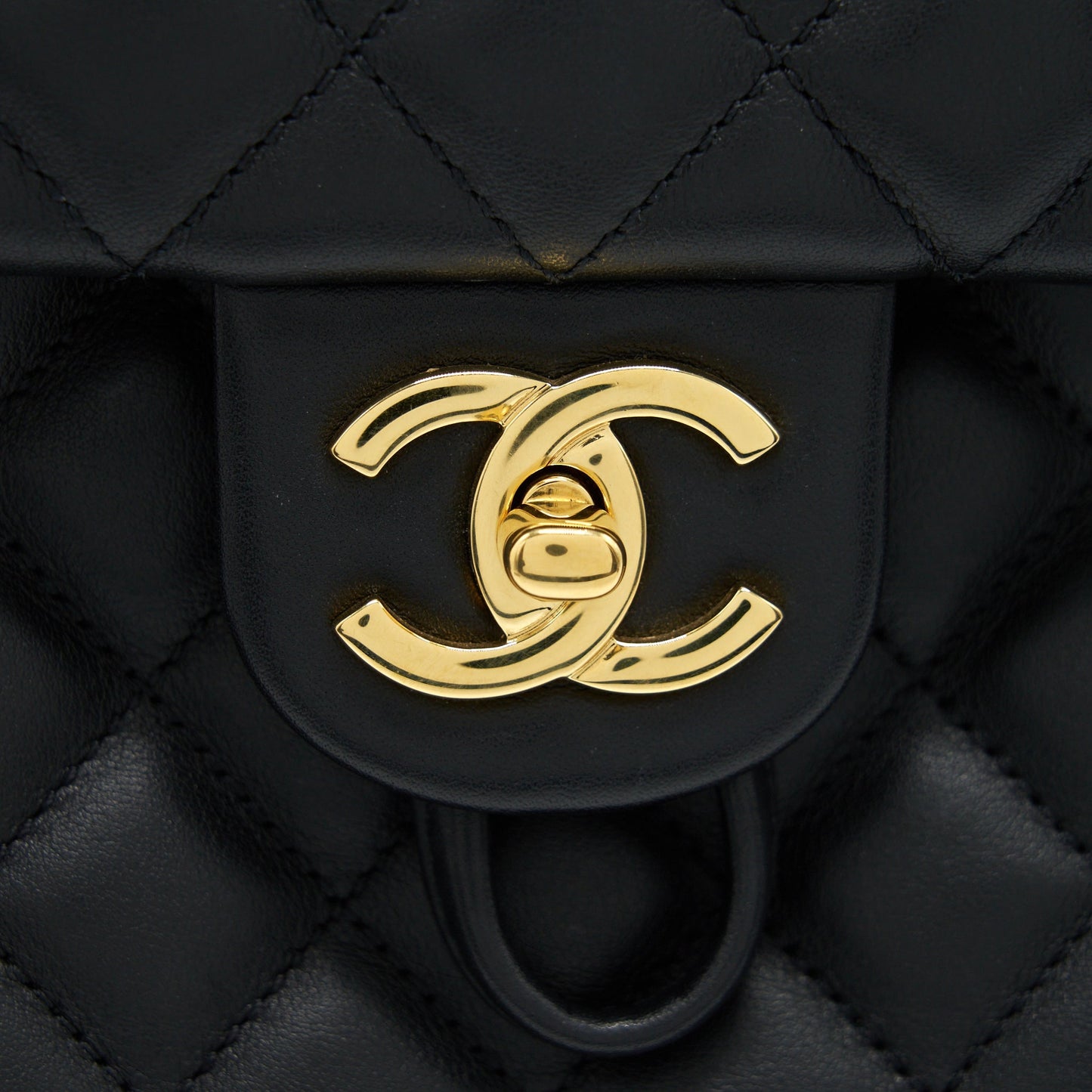Chanel Quilted Backpack Calfskin Black