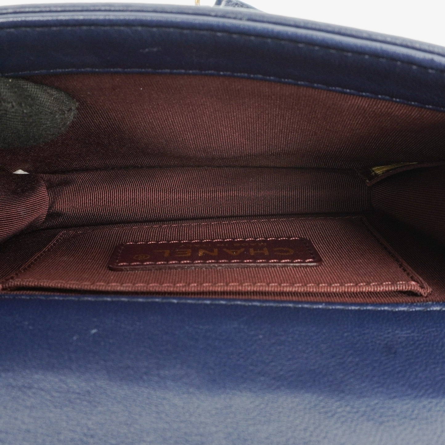 Chanel Navy Quilted Lambskin Studded Boy Brick Flap Bag