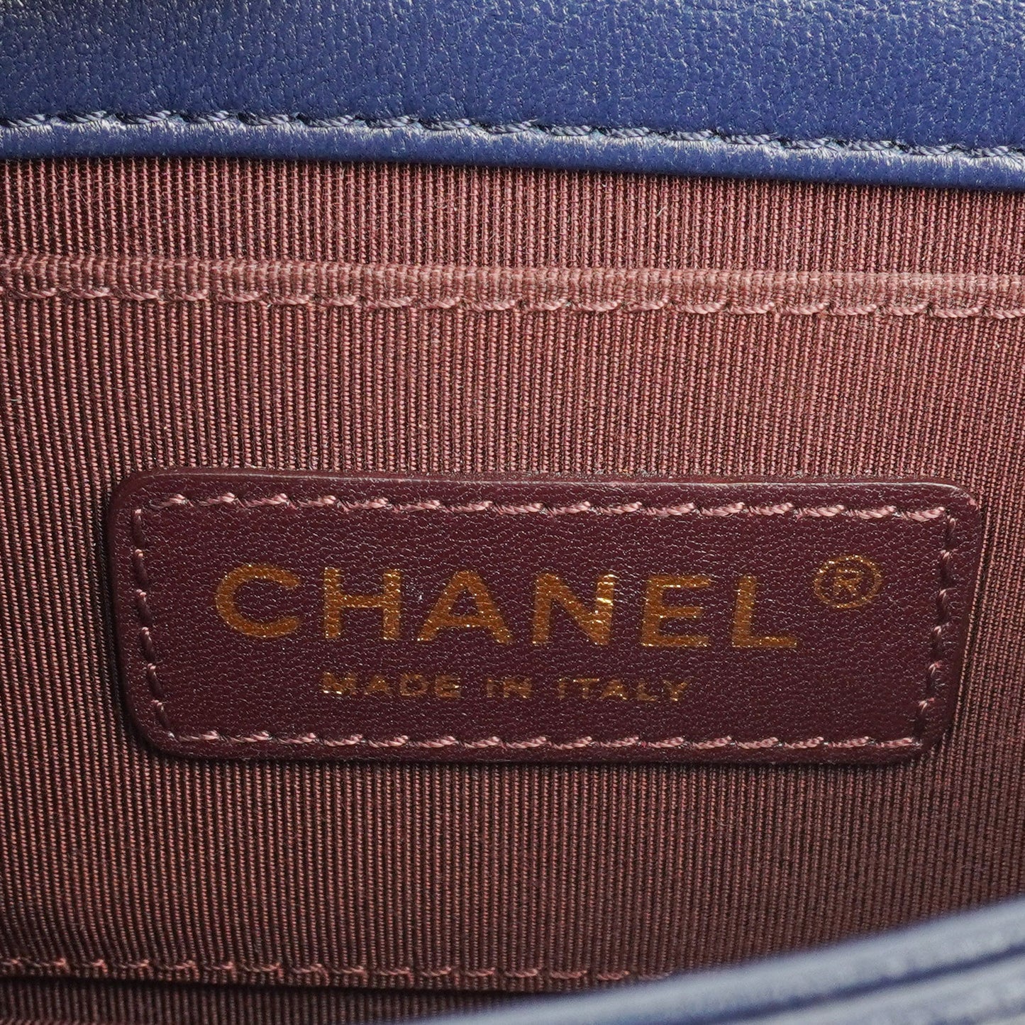 Chanel Navy Quilted Lambskin Studded Boy Brick Flap Bag