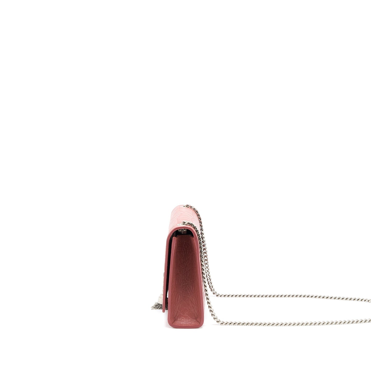 Saint Laurent Medium Kate Crocodile-Embossed Calfskin Pink