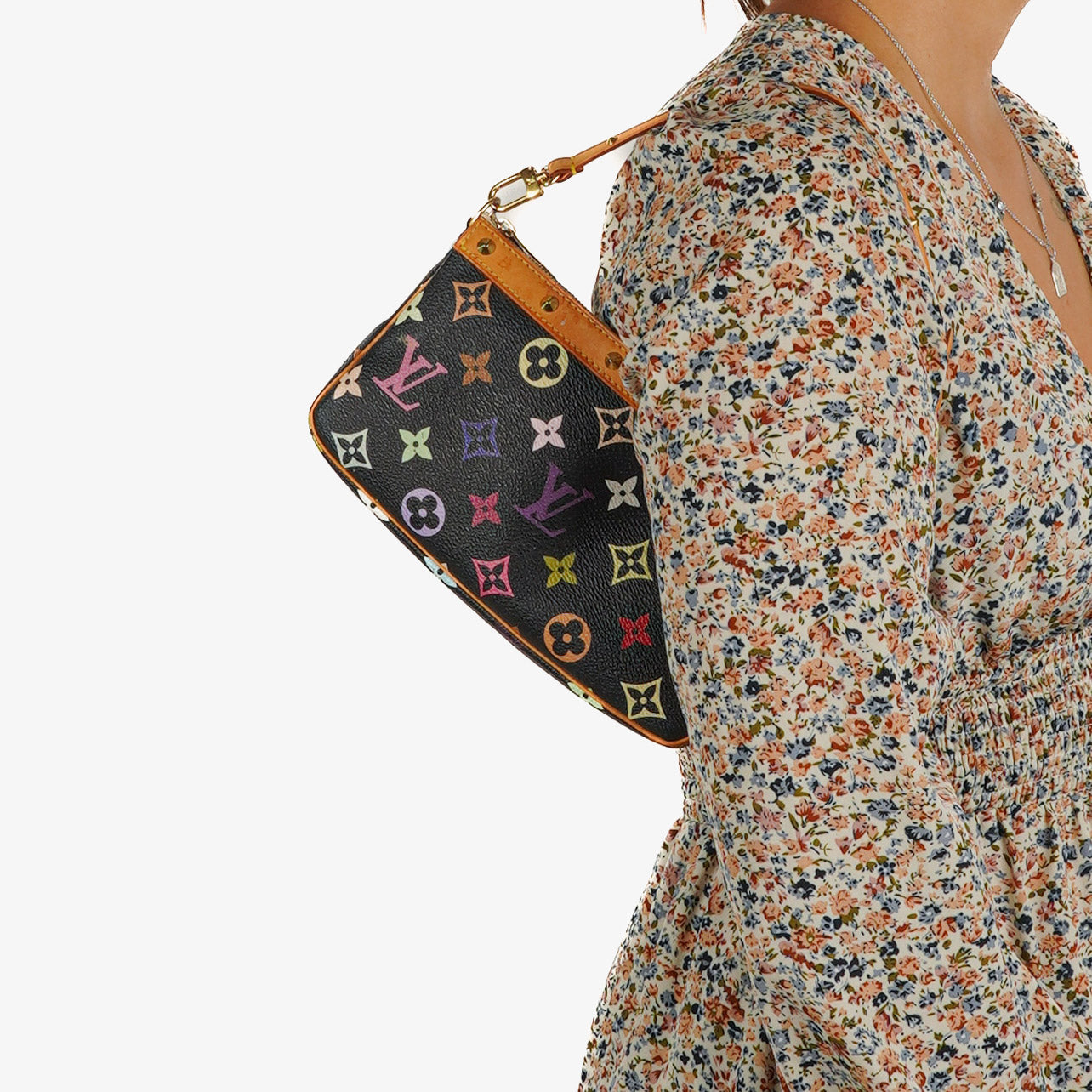Louis Vuitton Takashi Murakami Pochette Accessoire Black Multicolor Clutch Handbag