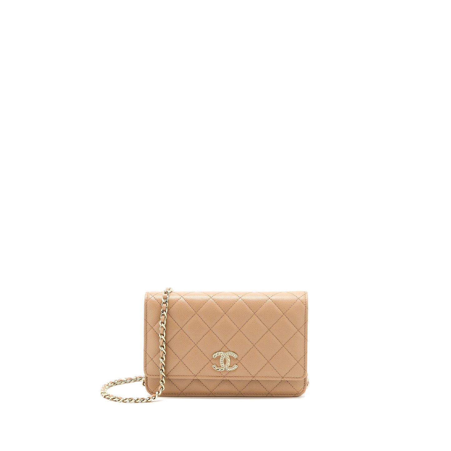 Chanel 22K Wallet On Chain Caviar Dark Beige L (Microchip)